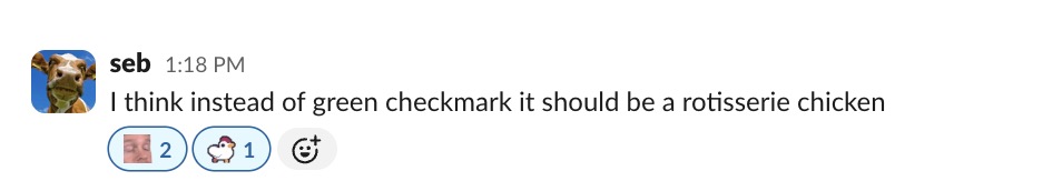 Example of giving chickens via reaction